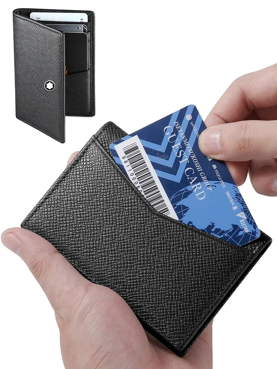 

Higth End Busin Real Leather Minimalist Wallet for Men and Women Front Pocket Thin Credit Card Holder Stylish Wallets Mon Bla