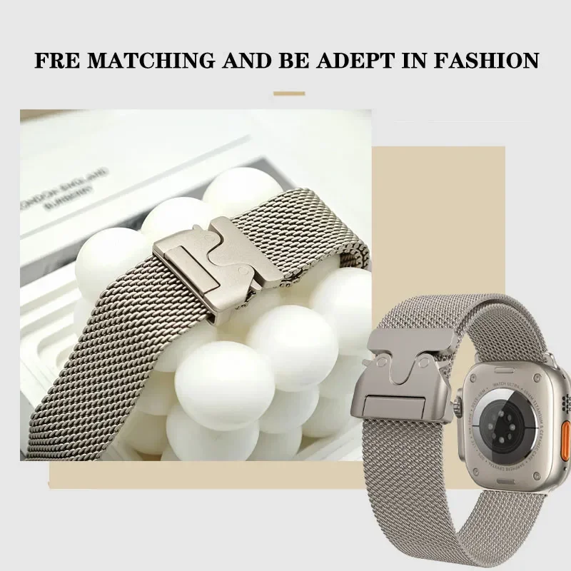 애플 워치용 밀라노 루프 팔찌 스트랩 밴드, 아이워치 시리즈 10, 9, 7, 8, 4, 5, 6, SE, 울트라 2, 46mm, 44mm, 45mm, 41mm, 49mm, 42mm, 40mm