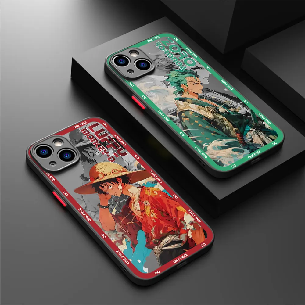 Cover Luxury Anime One Pieces Luffy Zoro Case for iPhone 13 Mini XR XS 12 15 Pro Max 7 8 SE 11 Pro XS MAX 14 Plus Clear Funda