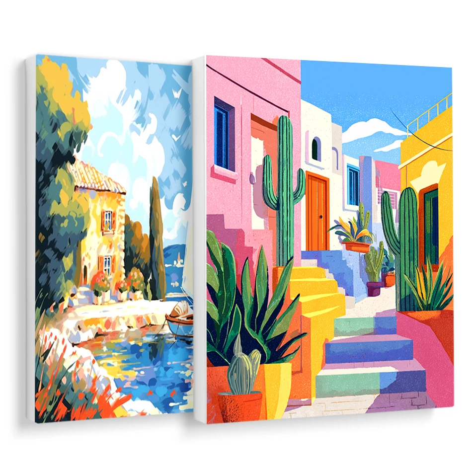 

RUOPOTY Paint By Numbers Adult Coloring Drawing By Numbers Illustration Landscape Picture Drawing Watercolor Canvas Art Painting