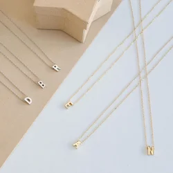 Fsunion Nieuwe Aankomst Mode Kleine Eerste Ketting Goud Zilver Kleur Gesneden Letters Enkele Naam Choker Voor Vrouwen Hanger