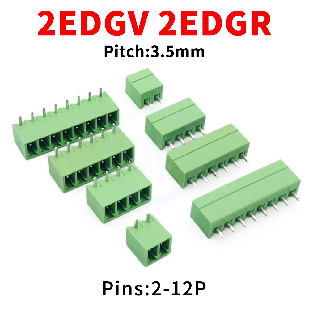 (100 Pcs) 2EDG 3.5mm 2EDGV 2EDGR 3.5 VC RC Sealed Bent Straight needle Right Angle Female socket Terminal Block Plug PCB 2~24P