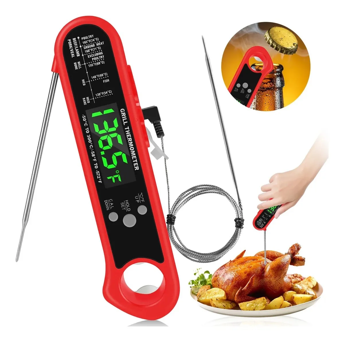 Digital Kitchen Food Thermometer with 2 Probes for BBQ Cooking Fast And Precise Meat Thermometer Tools Backlight image 5