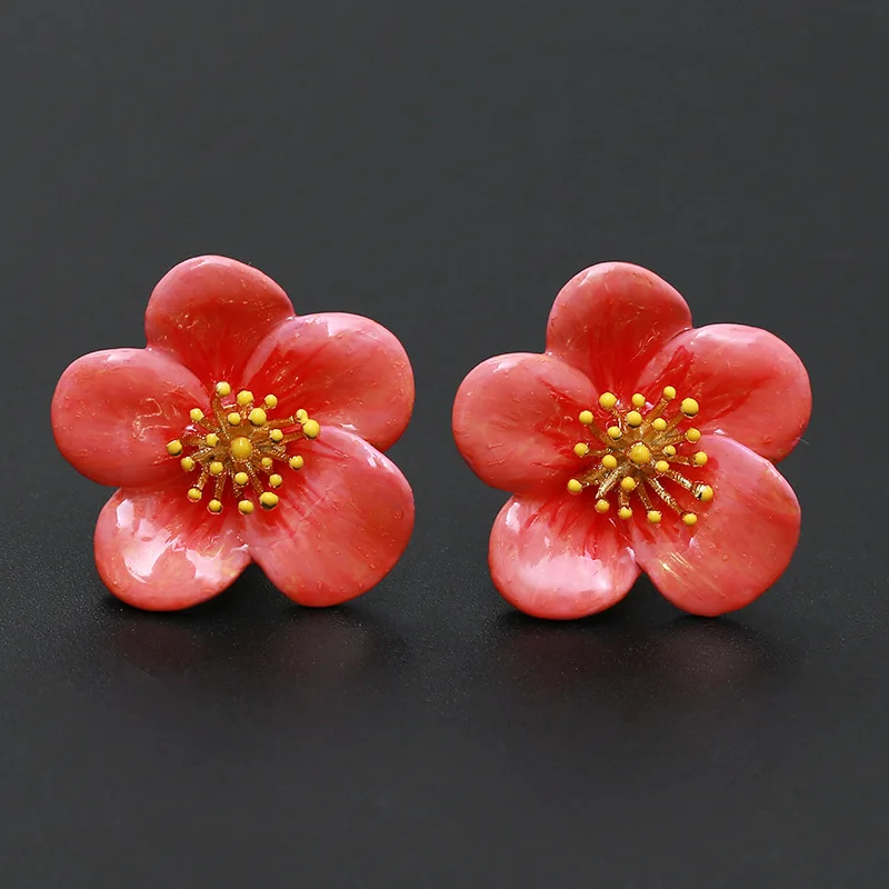 

Wholesale Sweet and Fashionable Fairy Style Temperament Enamel Glaze Plum Blossom Flower Earrings Without Ear Holes Ear Clip