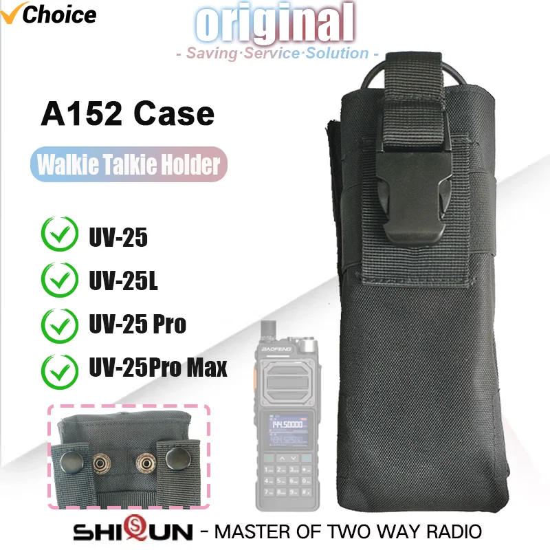 Tactical Walkie Talkie Holder Radio Case For UV-25 UV-25Pro Max Nylon Bag For Two Way Radio Black Convenient Durable Case UV-25L