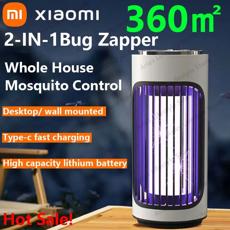 Xiaomi New Electric Mosquito Killer Lamp USB Charging Portable Household Wall Mounte Mosquito Repellent 360 Degree Kill Flies