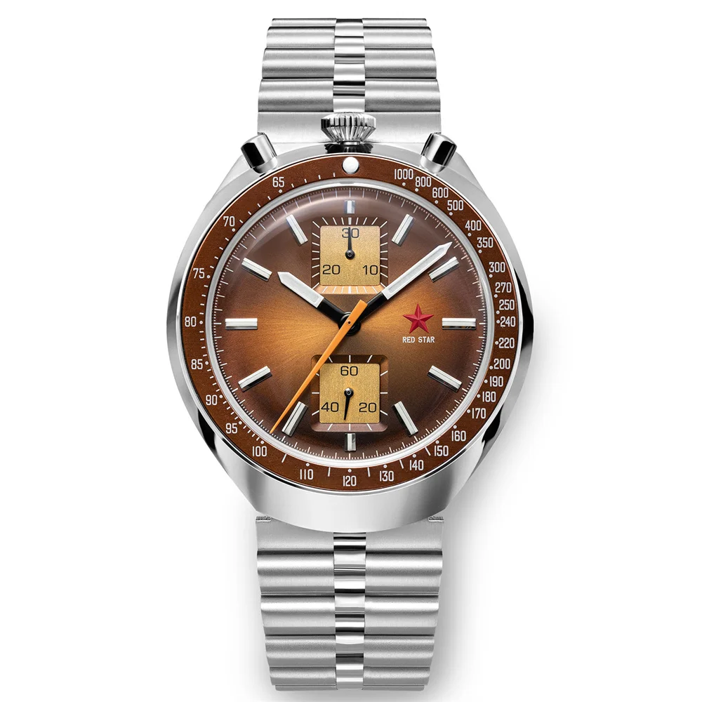 

RED STAR Bull Head Chronograph Men Super Luminous 1963 ST1901 Movement 3D Bubble Mirror Pilot Mechanical Wrist Watches