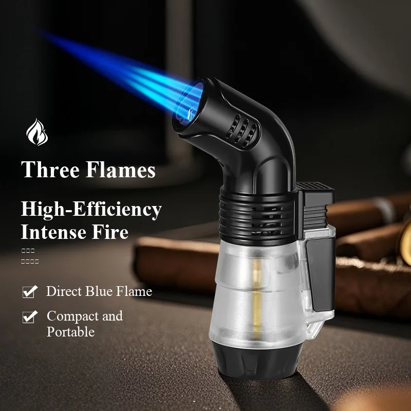 

Portable Three Straight Elbow Small Spray Gun Metal Windproof Blue Flame Welding Gun Cigar Aficionado The Best Choice