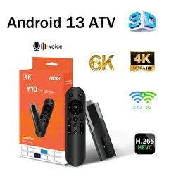 M98 Y10 TV Stick Android 13 Allwinner H618 HD 4K 6K 3D 2GB 16GB Dual WiFi 4G 5G voice remote Media Player OTA TV Stick Iptv