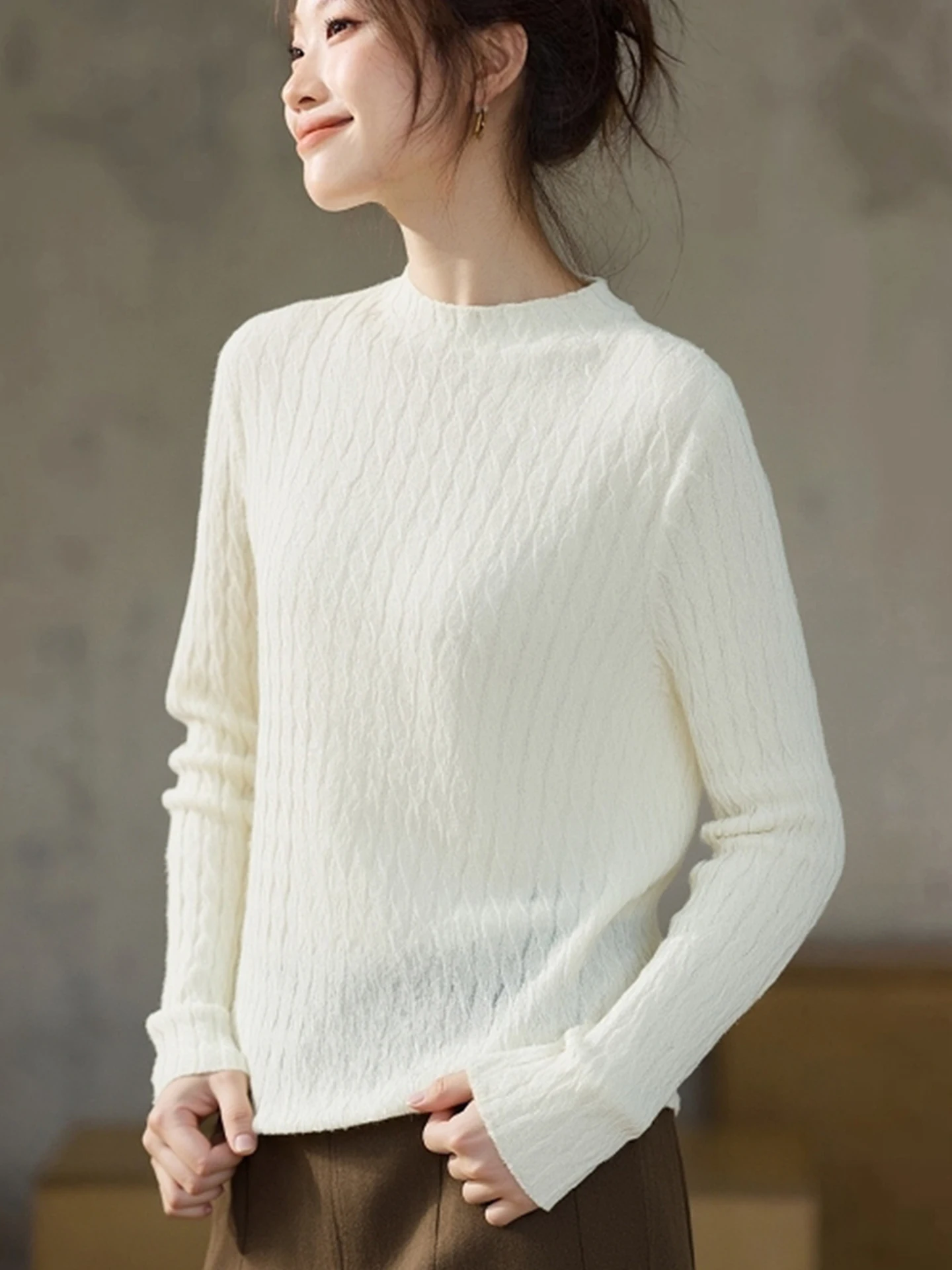 부드럽고 아늑한 롱 니트 스웨터 여성용 겨울 패션 캐주얼 다용도 베이스 레이어 슬림핏 오버헤드 스웨터