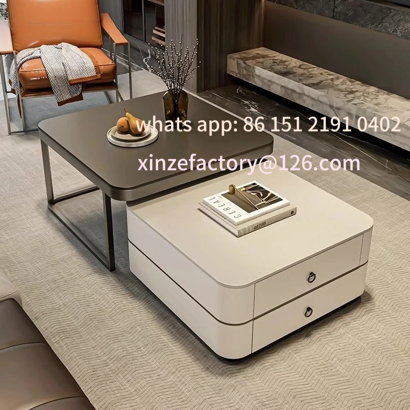 

Customizable Italian rock slab coffee table light luxury modern simple living room home retractable size square table