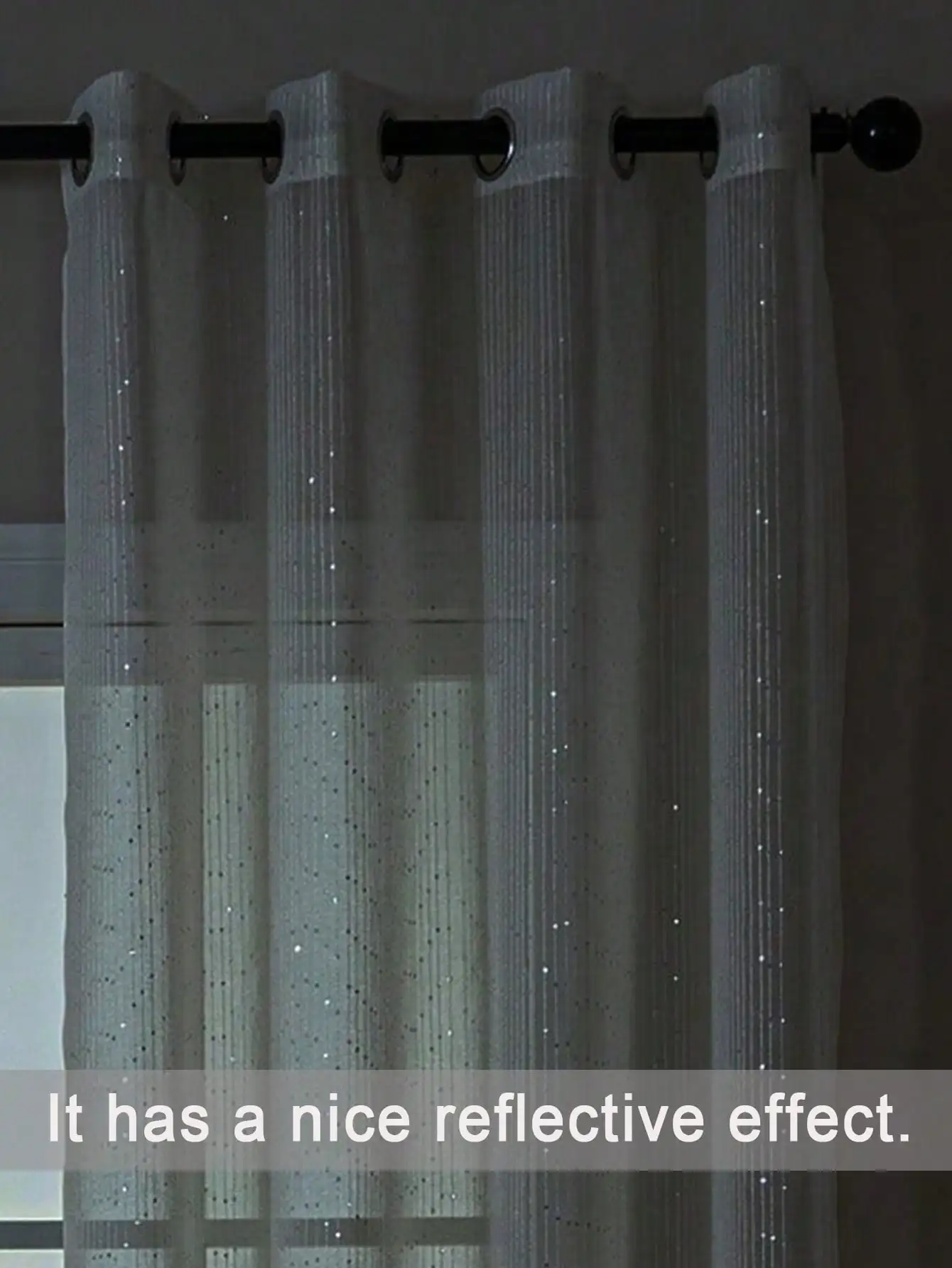 Slitter Dotted With Stars Romantic White Gauze Curtains,Shiny Home Decoration For Bedroom,Living Room Grommet Top Curtain