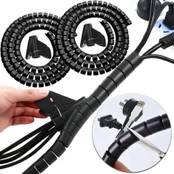 2M Cable Tube Sleeve Flexible Cord Bundler Wire Wrap Cable Management System Desk Wire Organizer for Office Home TV PC Computer