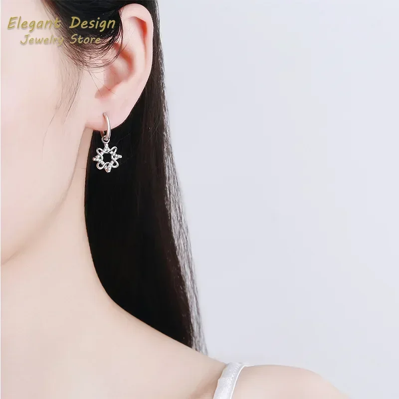 Models Ins Platinum Pt950 Luxury Women's Drop Earrings Polygonal Small 28 Points Moissanite Earrings Fine Jewelry Gifts for Her