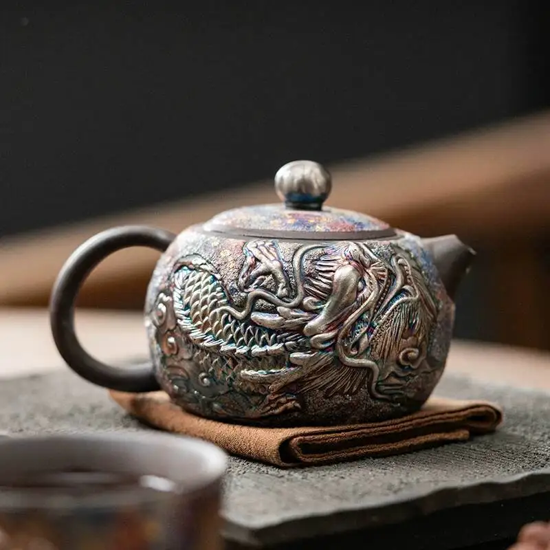 Colorful Dragon From Shan Rock Mineral Single Pot Maker High End Retro Kung Fu Tea Set Home Use Gift For Elders And Leaders