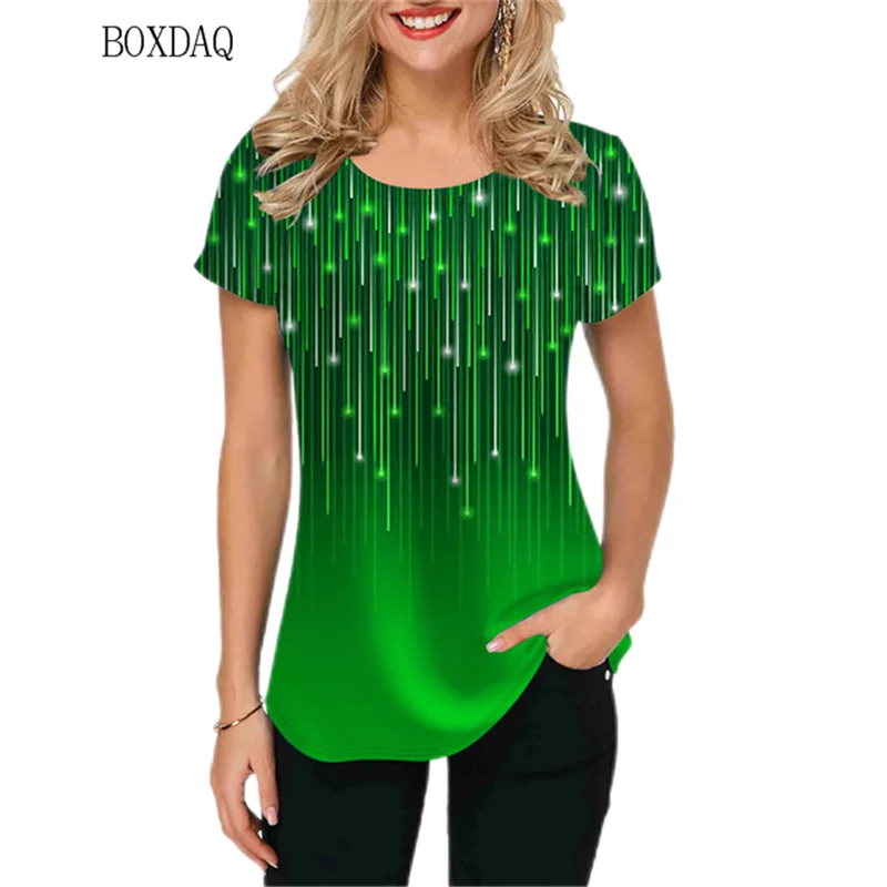 Short Sleeve Cotton Women T-shirts Summer 3D Meteor Printed Ladies Street T Shirt Loose Casual Female Oversized Tops Tees