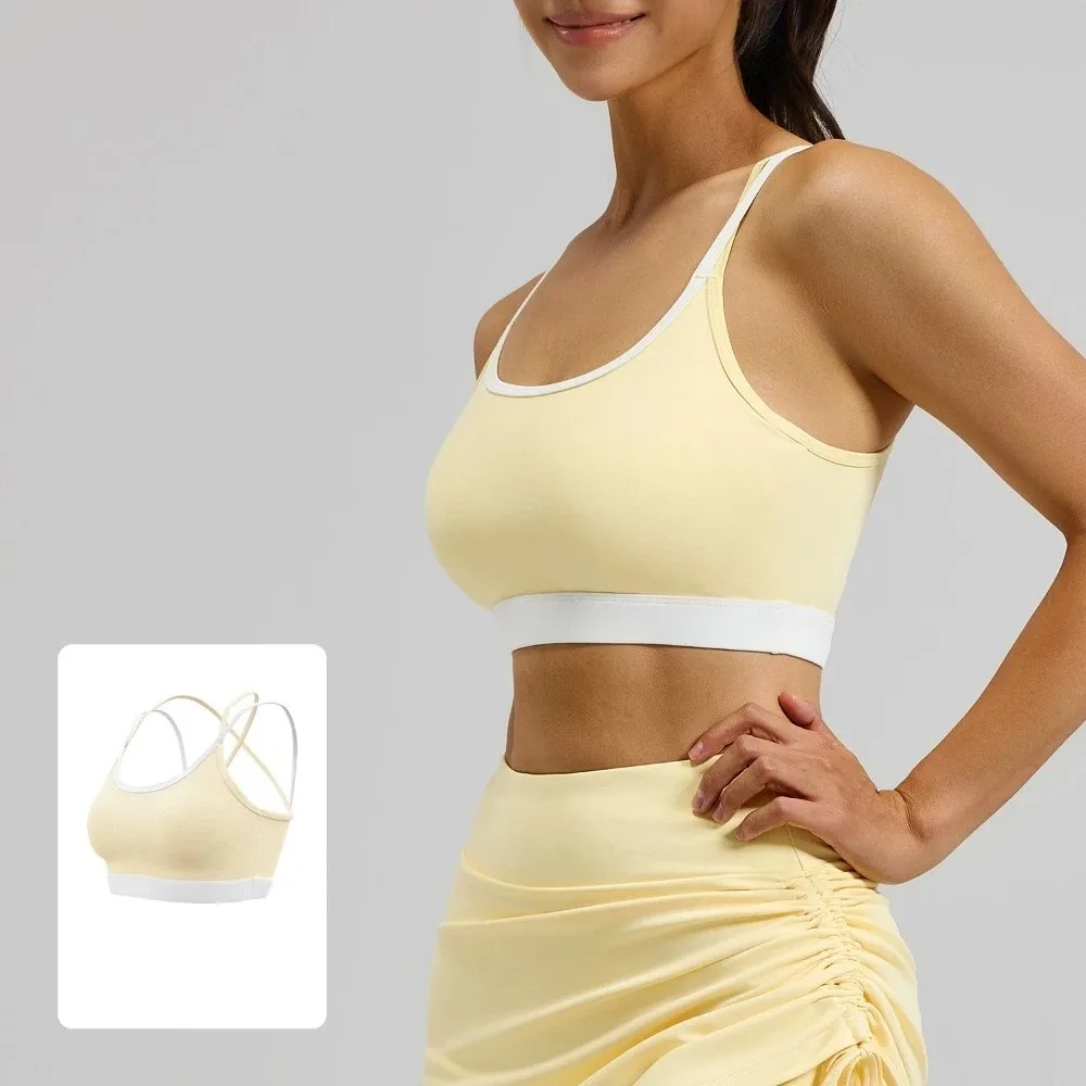 

Simple Jogging Cross Belt Women's Sports Yoga Bra Shockproof Brassiere Yoga Underwear Lingerie Anti-shake Seamless Vest Yoga Gym