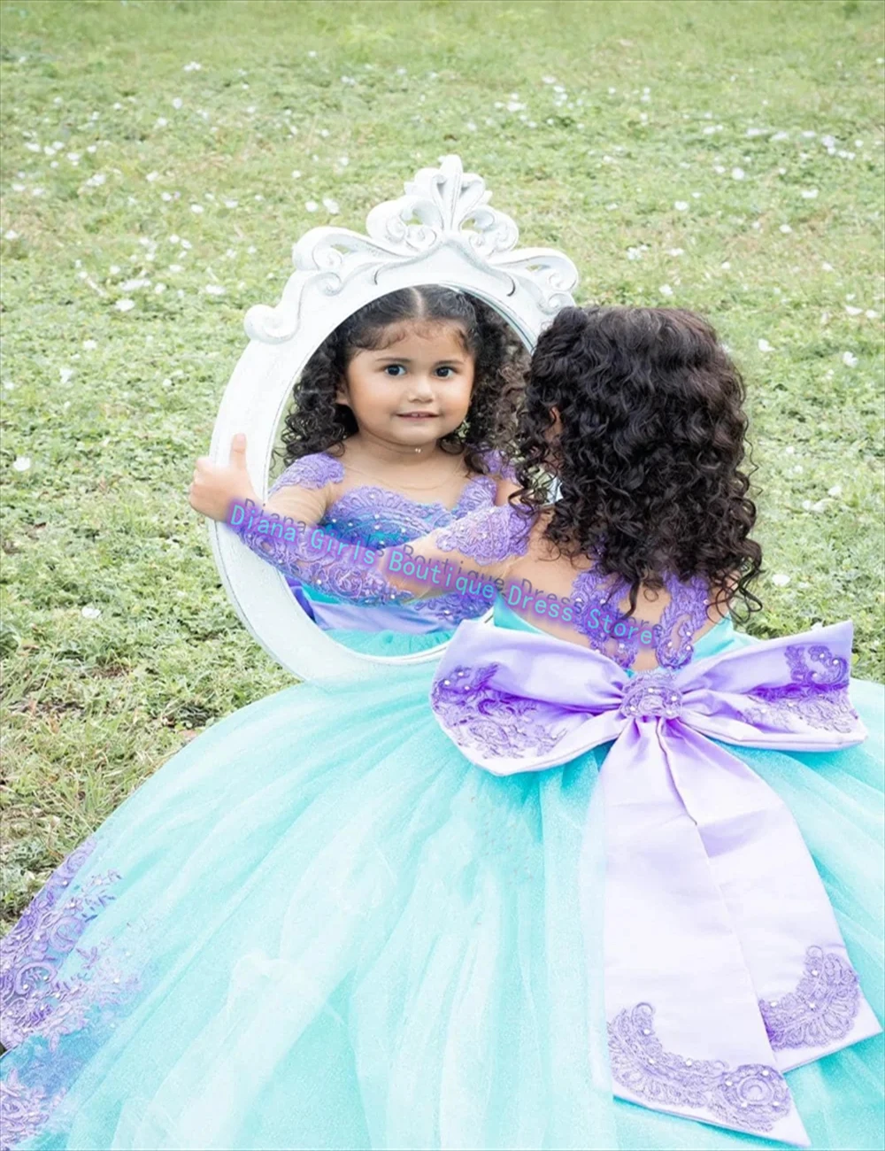 Flower Girls Dress Adorável Azul para Vestidos De Casamento Tule Fluffy Party Little Girls Birthday Evening Gowns Tamanho personalizado Cor