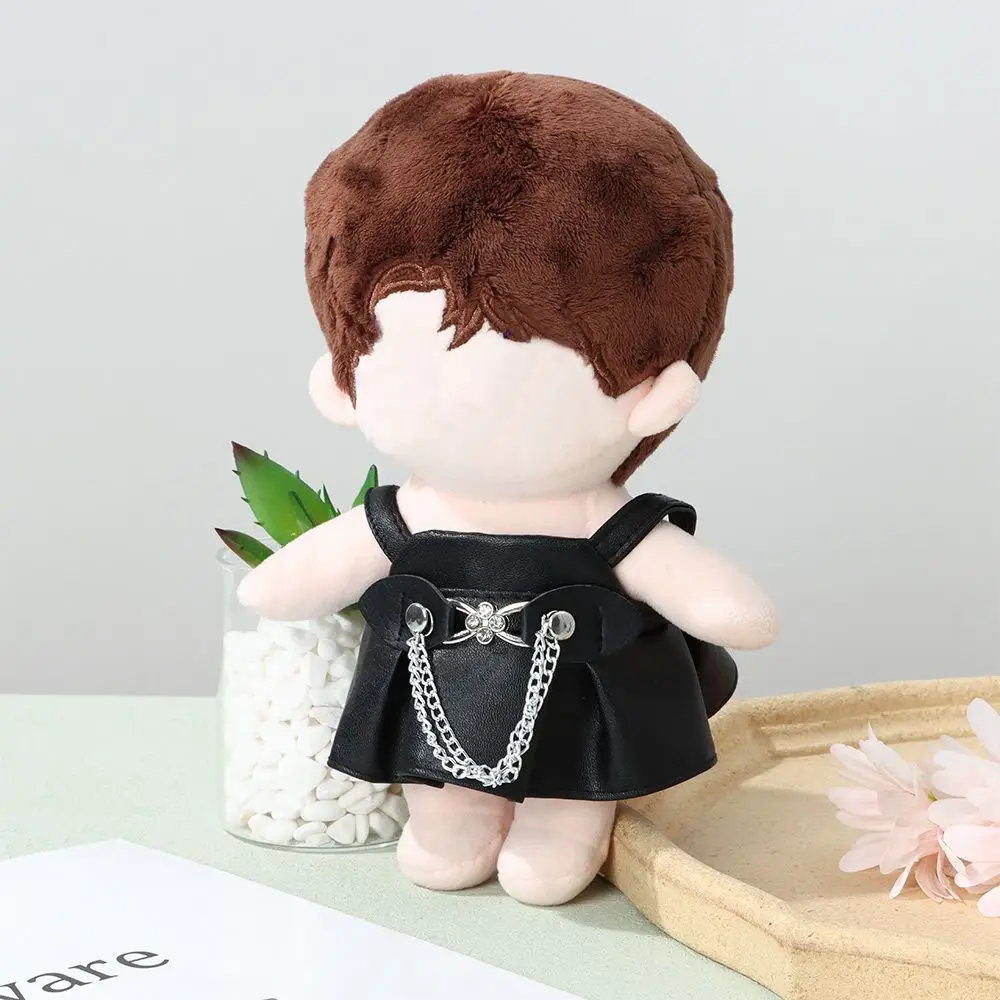 

Fashion Skirt Suit Clothing Doll Overalls Plush Doll's Clothes PU Leather Jacket Doll Outfit Accessories 20cm Doll Overalls