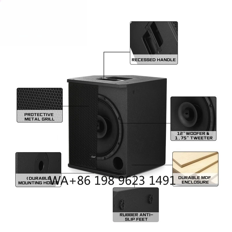 12 Inch DSP Active Coaxial Woofer 4Ohm Wooden Speaker 400W for Stage Studio Band DJ Performance