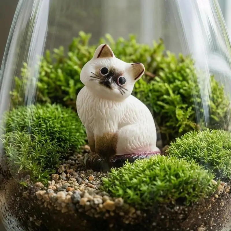 10pcs Miniature Noctilucent Cute Siamese Cat Kitten Cat Micro Landscape Ornaments For Decoration Decor Room Desk Accessories