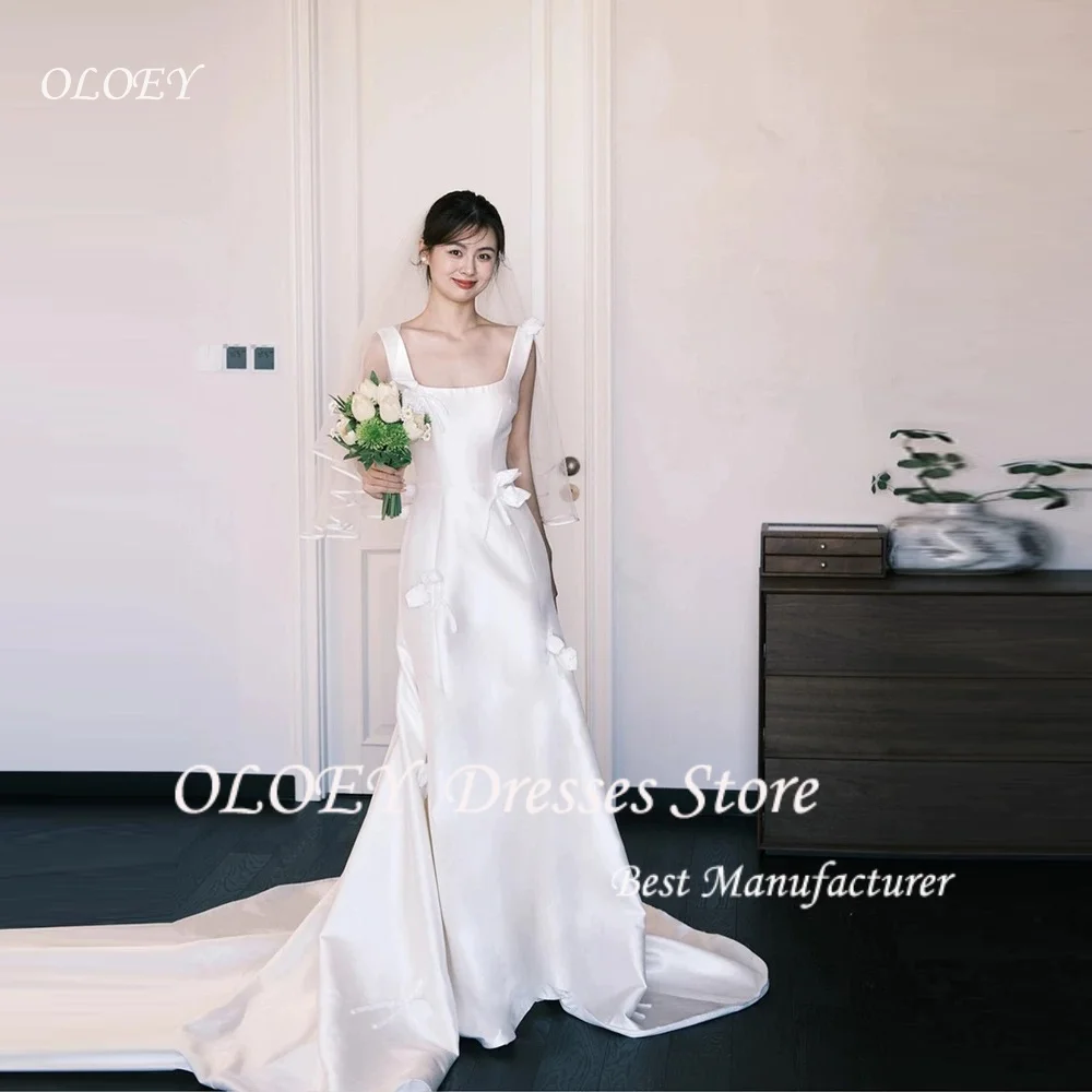

OLOEY 2025 White Suspenders Korea Party Formal Prom Mermaid Trumpet Pleat Floor-Length Three-dimensional flower Customized