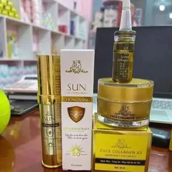 Combo Kem Face Collagen X3 Luxury + Serum Căng Bóng Da + Kem Chống Nắng, Giúp dưỡng trắng da, mịn màng, giữ ẩm