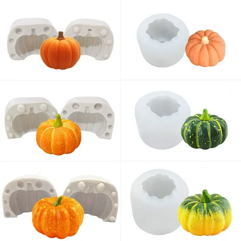 New Pumpkin Shape DIY Candles Mould Dropping Glue Gypsum Ornaments Plaster 3D Silicone Mold Kitchen Hand-made Baking Candy Molds