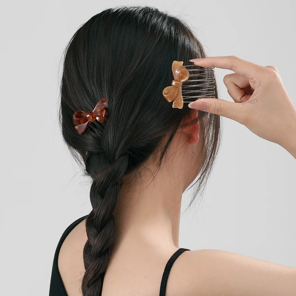 

Acetate Bow clawclips Comb Insert Hairpin Seamless Bangs Clip Forehead Upside Down hairaccessories Hair Comb
