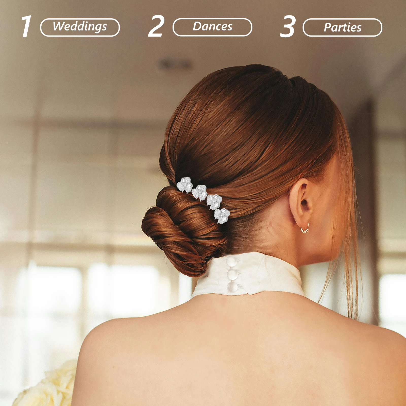 

6Pcs Rhinestone Floral Hairpin Durable Wedding Party Silver Bride Hair nament Clip Accessories Women Hairstyle Tools