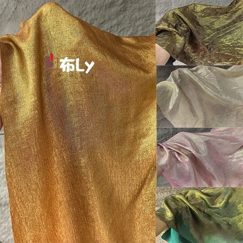 

Metal texture bright soft gradual change special bronzing fabric decorative dress suspender skirt fashion designer fabric