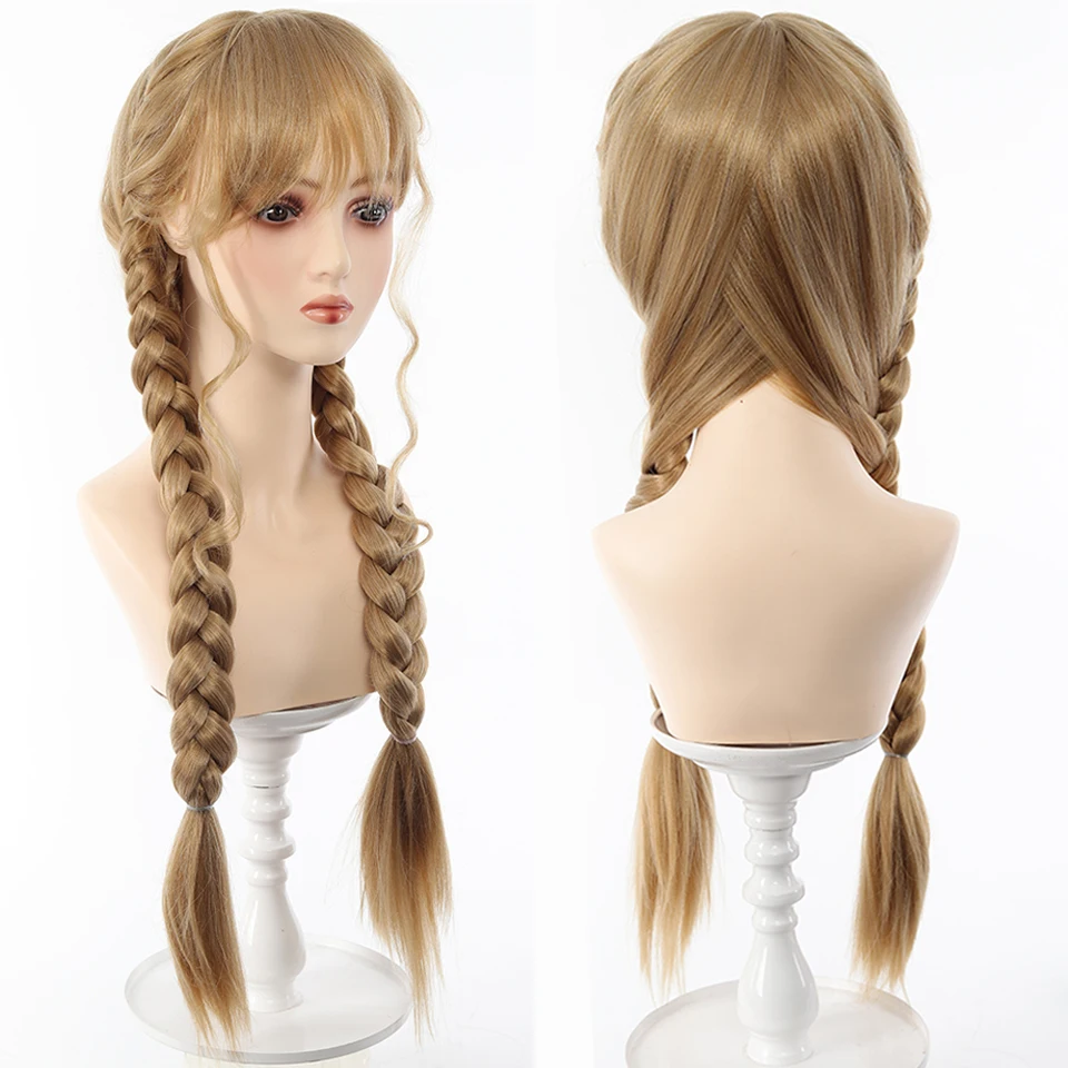 合成毛藤田琴音コスプレウィッグ学園アイドルマスター藤田琴音ブロンド編み込みロングウィッグ耐熱