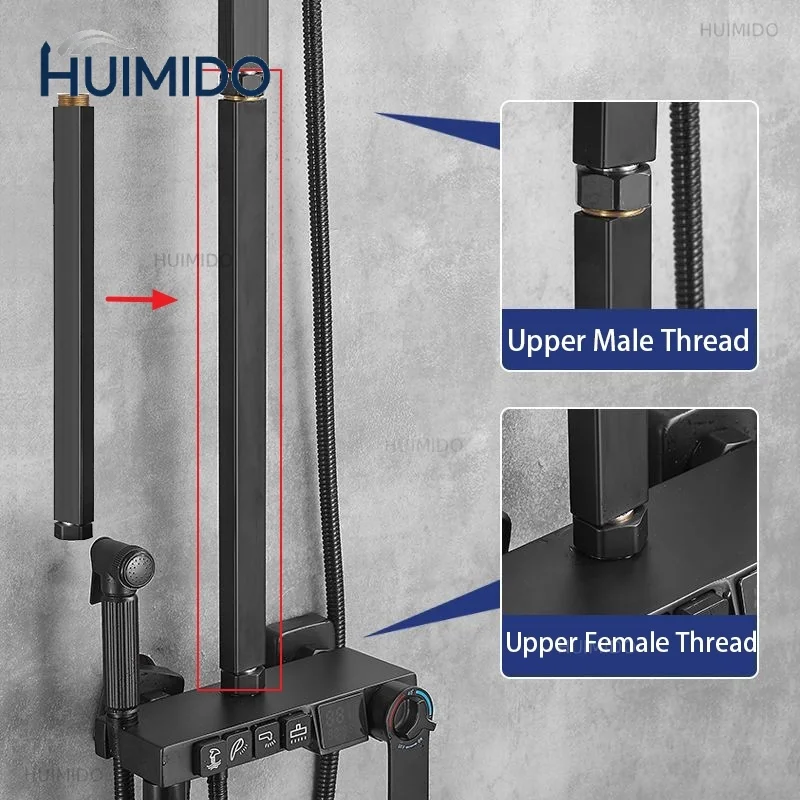 30cm Shower Extension Tube Stainless Steel Square Round Longer Shower Pipe Bathroom Shower Slide Bars Extender Rod Accessories