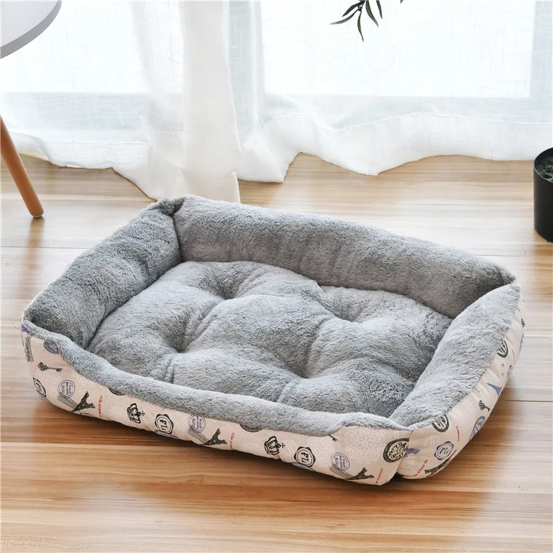 Warmer Haustierhütte, Hundekissen aus grauem Plüsch, atmungsaktiver Hundebett-Katzenschlafsack