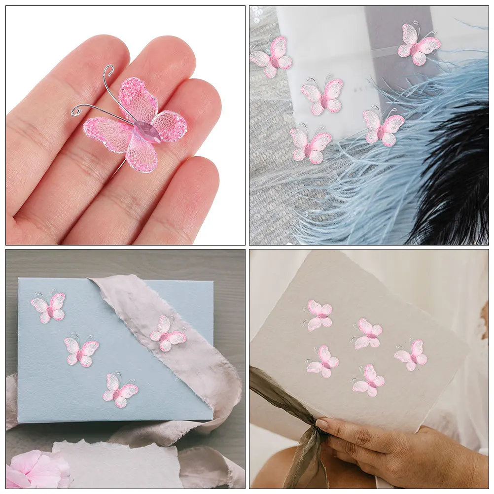 

100pcs Butterfly Wedding Decor Sheer Mesh Glitter Butterflies Diy Table Centerpieces Wall Party Decorations Organza Applique