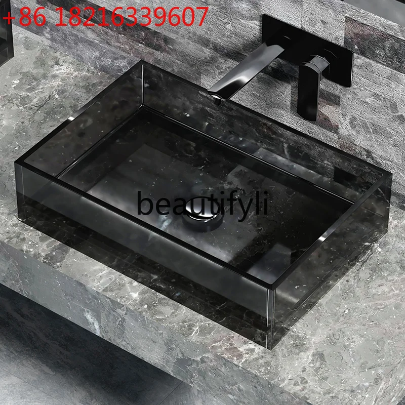 YAO Transparent counter basin Household wash basin Small size Color resin hotel B & B art wash basin