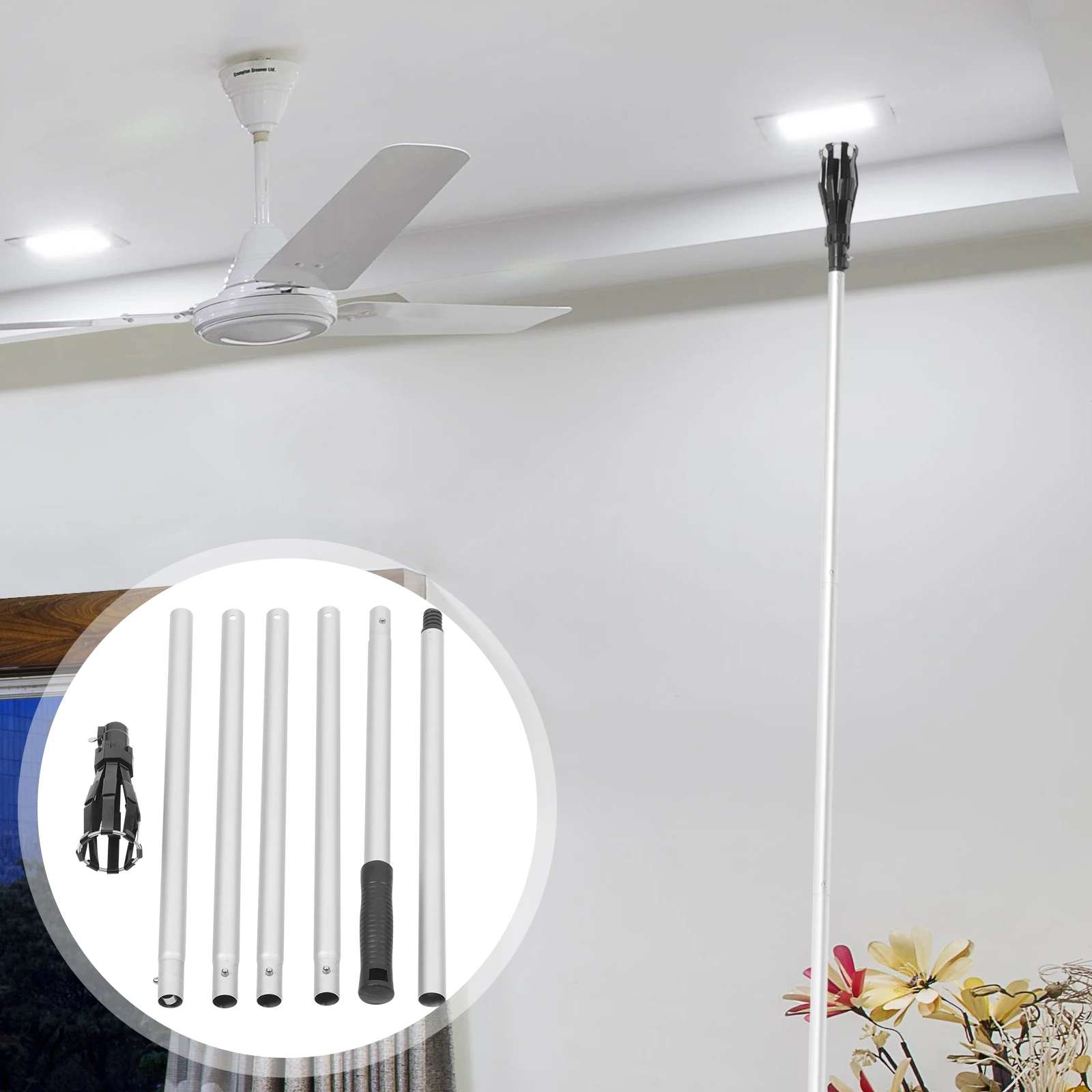 Telescopic Pole LED Bulb Changer Large Retractable Stick High Ceiling Light Chrome Vanadium Steel Removal Tool Telescoping Rod