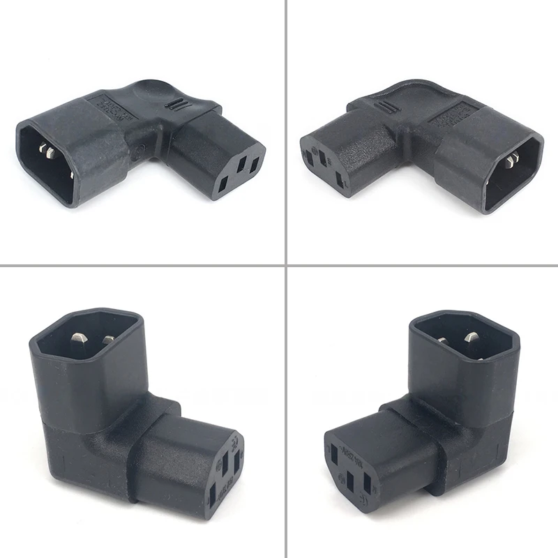 3pin Male To Female Extend 90 Degree Down Up Angle AC Converter IEC 320 C14 To C13 Left Right Angle AC Adapter IEC 320