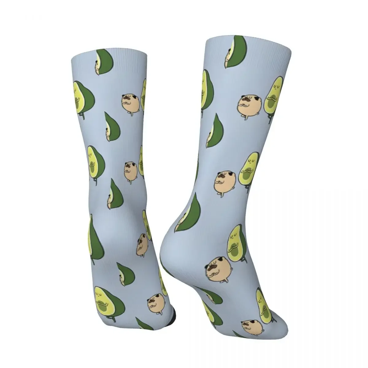 Hip Hop Retro Pug And Avocado Yoga Crazy Men's compression Socks Unisex Avocado Yoga Harajuku Pattern Printed Funny Crew Sock