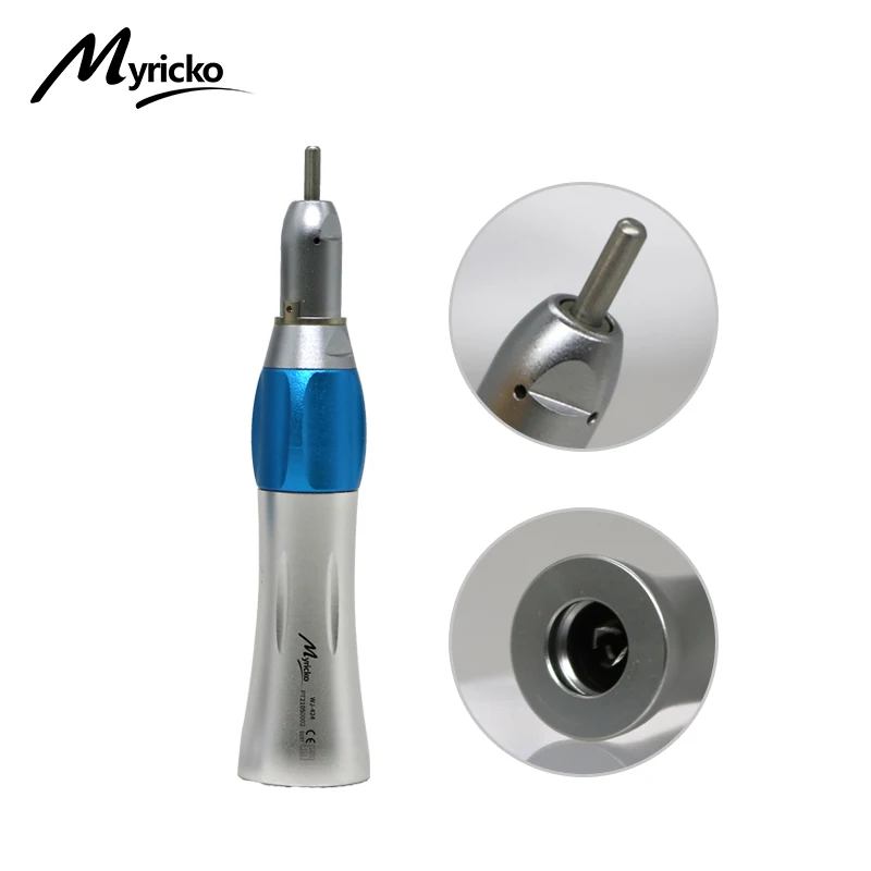 Conjunto de peça de mão contra-ângulo dental de baixa velocidade, motor de turbina de ar com 2/4 furos, spray de água externo reto, botão de