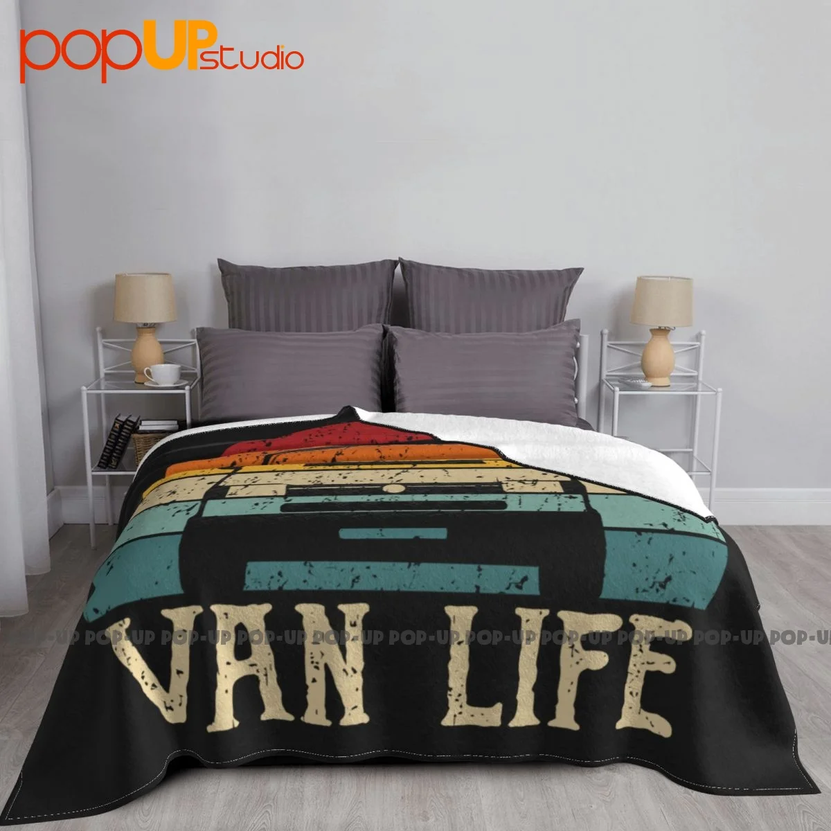 Vanlife Blanket Casual Sofa Bed Anti-Pilling Faux Fur Mink Camping Blanket