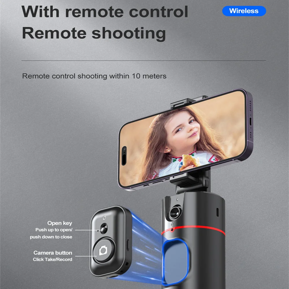 P02 360 Rotation Gimbal Stabilizer Follow-up Selfie Desktop Face Tracking Gimbal for Tiktok Smartphone Live with Remote Shutter