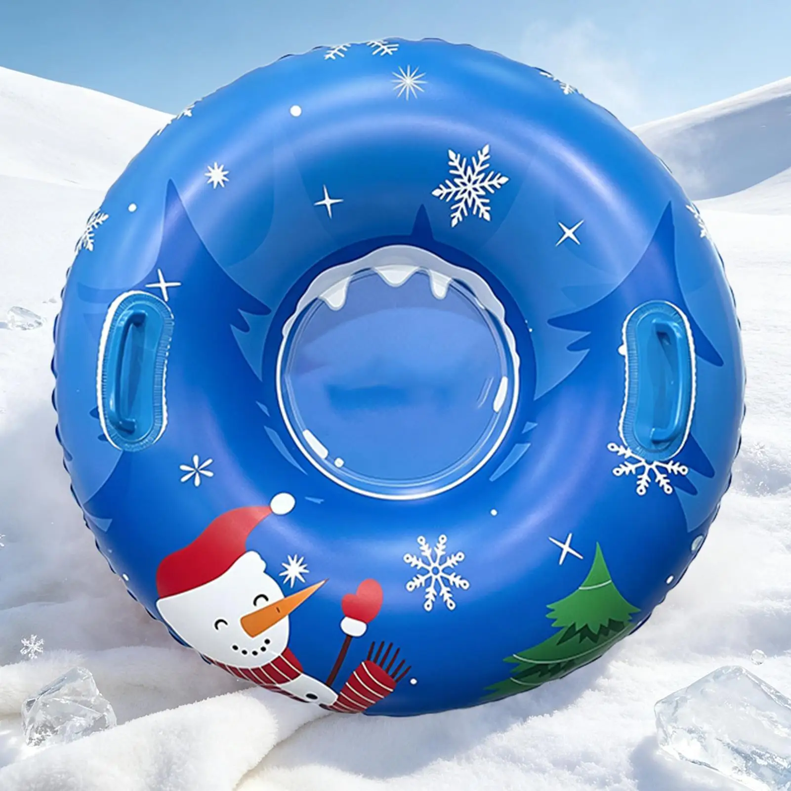 Sledding Tube Round Inflatable Snow Sliding Ring With Handle Thickened Sledding Ring For Outdoor Winter Driveway Walkway Pool