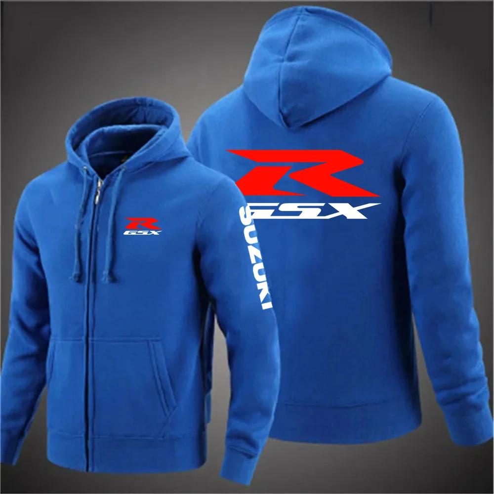 2025 primavera e outono suzuki rgsx logotipo super motocicleta jaqueta com capuz commuter masculino com zíper ﻿