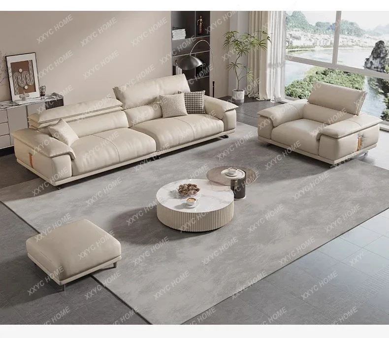Factory Direct Genuine Leather Italian Living Room Sofa Luxury Lounge Designer Minimalist Sofa Modern Family