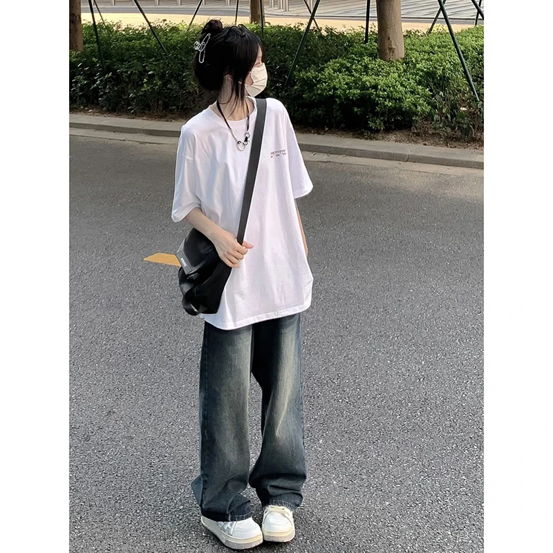 

Мужские джинсы в японском ретро-стиле, свободного кроя, прямые, молодежные, модные, брендовые, узкие по талии, широкие штанины, длинные брюки