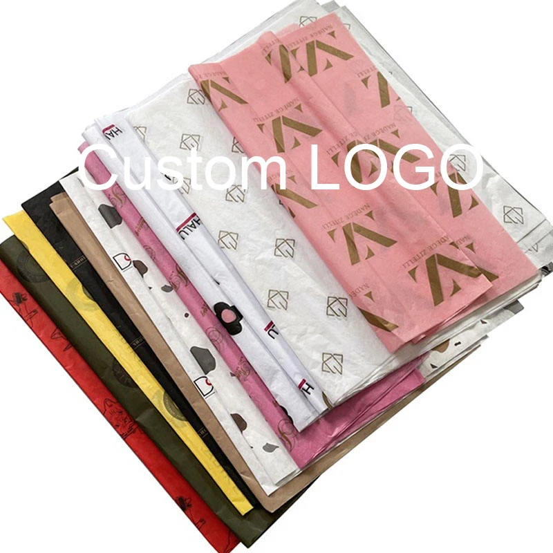 Custom Tissue Paper White Black Color Print Brand Logo Tissue Wrapping Packaging Paper For Clothing