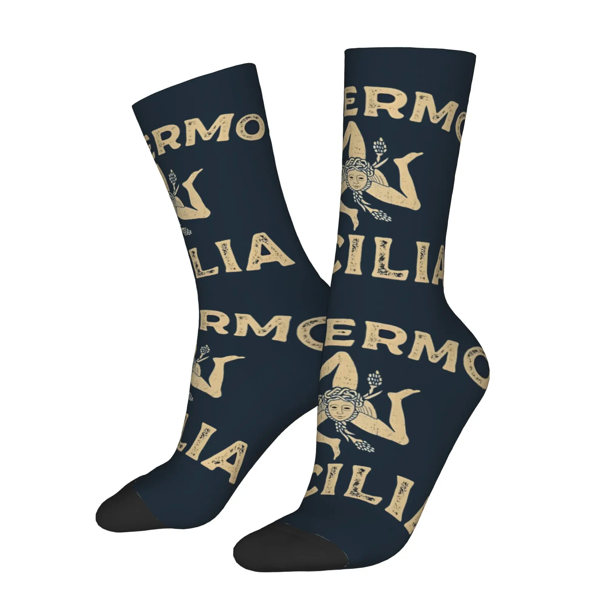 

Funny Sock for Men Palermo Sicilia Hip Hop Harajuku Happy Quality Pattern Printed Crew Sock Seamless Gift