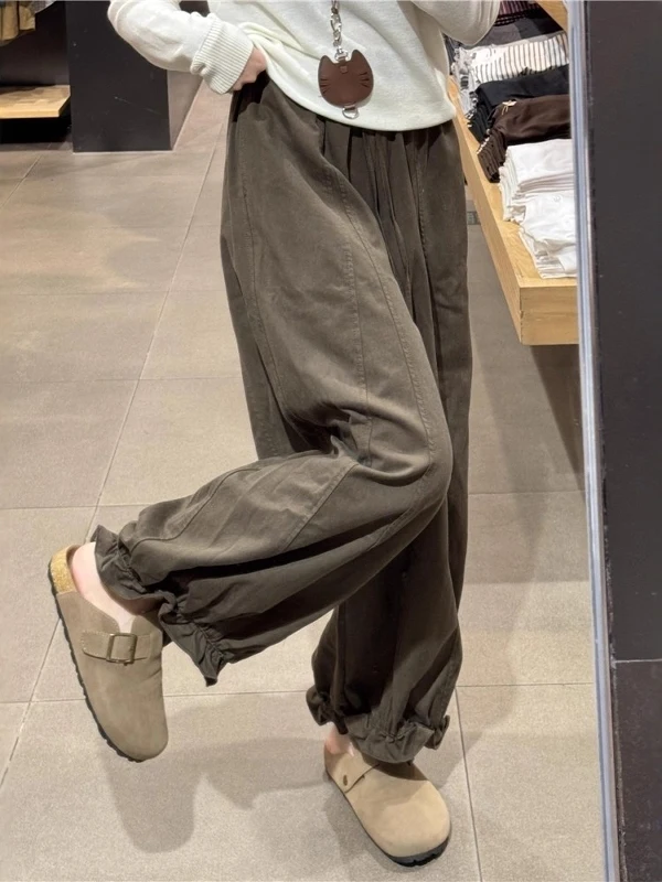 Casual Wide Leg Flower Bud Pants High Waist Lantern Pants Pear ape Slimming Leisure Trousers for plus Size Women