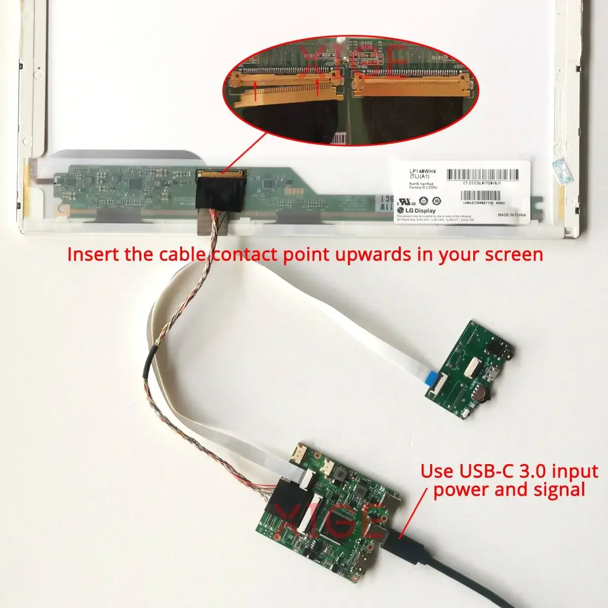 Kit DIY Driver Controller Board For B133XW01 V0/V1 B133XW02 V0/V1 40Pin LVDS USB-C Mini-HDMI 13.3" TYPE-C Laptop Screen 1366x768